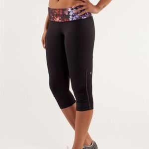Women's Black Lululemon For Your Life Cropped Athletic Running Leggings Sz 10